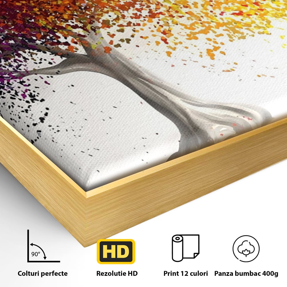 Tablou Canvas Premium LuxCanva® A1217, Copac Colorat , Decorativ, Dressing, Pom, Multicolor, Arbore, Living, Culori Vibrante