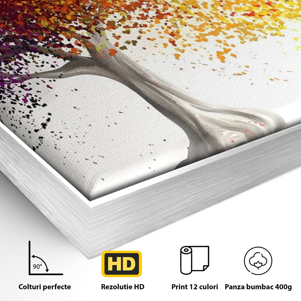 Tablou Canvas Premium LuxCanva® A1217, Copac Colorat , Decorativ, Dressing, Pom, Multicolor, Arbore, Living, Culori Vibrante