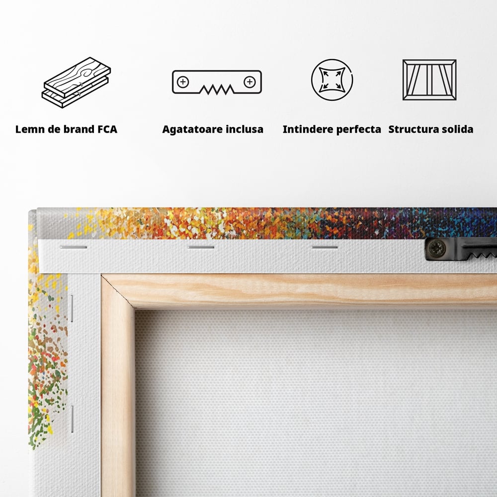Tablou Canvas Premium LuxCanva® A1217, Copac Colorat , Decorativ, Dressing, Pom, Multicolor, Arbore, Living, Culori Vibrante