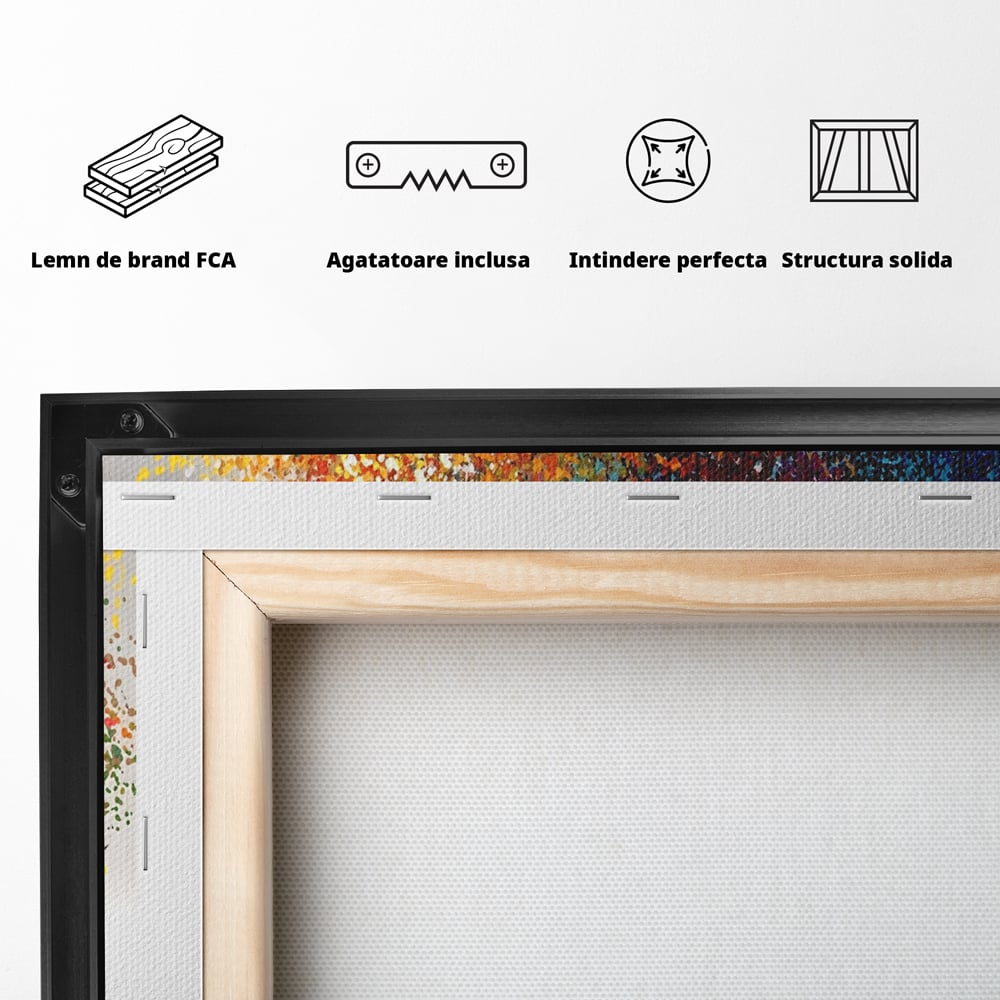 Tablou Canvas Premium LuxCanva® A1217, Copac Colorat , Decorativ, Dressing, Pom, Multicolor, Arbore, Living, Culori Vibrante