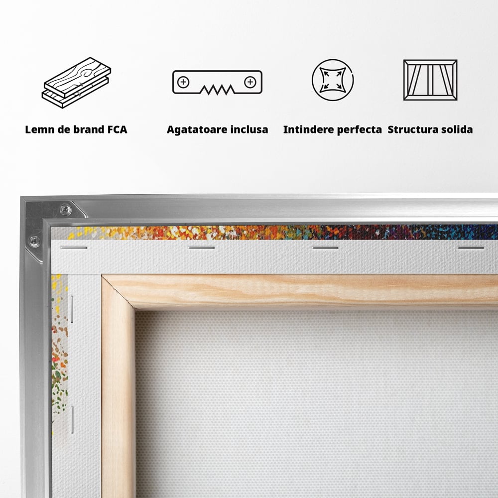 Tablou Canvas Premium LuxCanva® A1217, Copac Colorat , Decorativ, Dressing, Pom, Multicolor, Arbore, Living, Culori Vibrante