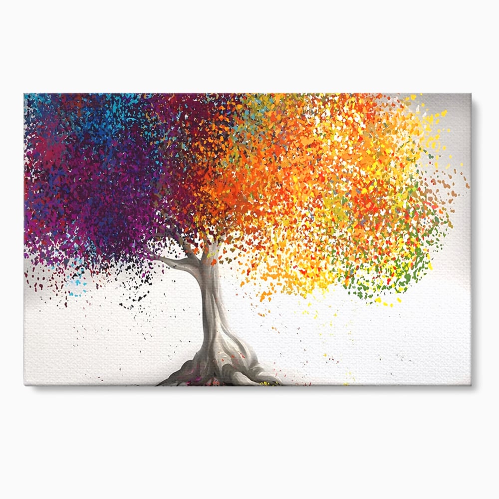 Tablou Canvas Premium LuxCanva® A1217, Copac Colorat , Decorativ, Dressing, Pom, Multicolor, Arbore, Living, Culori Vibrante