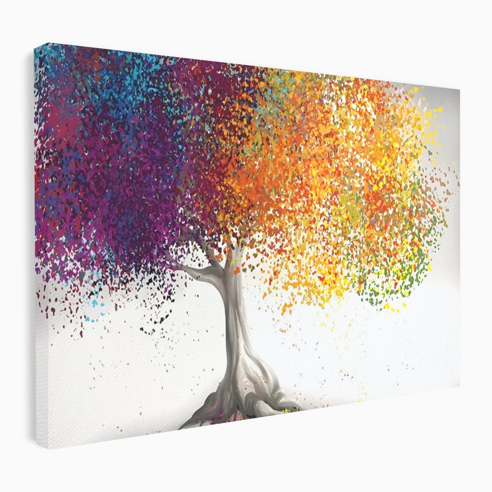 Tablou Canvas Premium LuxCanva® A1217, Copac Colorat , Decorativ, Dressing, Pom, Multicolor, Arbore, Living, Culori Vibrante