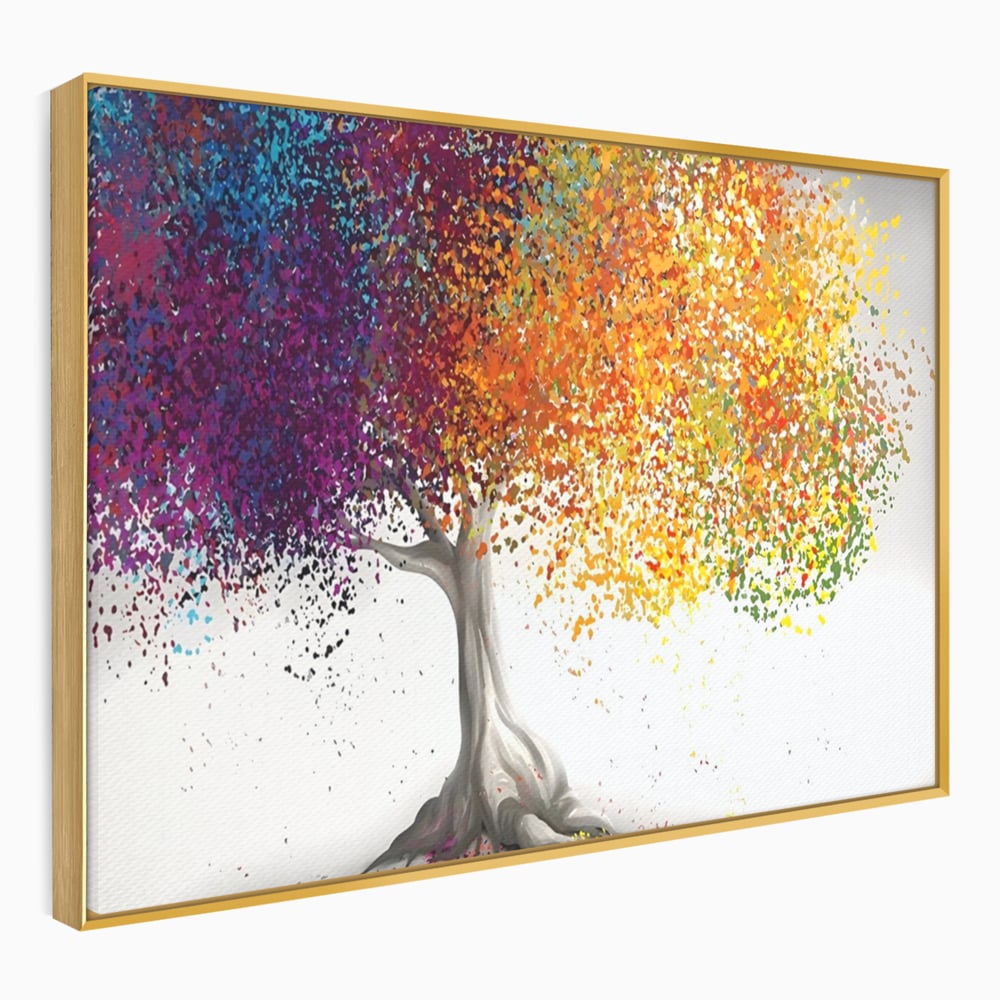 Tablou Canvas Premium LuxCanva® A1217, Copac Colorat , Decorativ, Dressing, Pom, Multicolor, Arbore, Living, Culori Vibrante