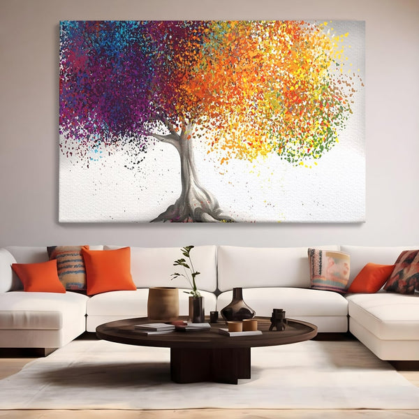Tablou Canvas Premium LuxCanva® A1217, Copac Colorat , Decorativ, Dressing, Pom, Multicolor, Arbore, Living, Culori Vibrante