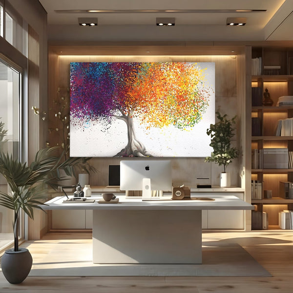 Tablou Canvas Premium LuxCanva® A1217, Copac Colorat , Decorativ, Dressing, Pom, Multicolor, Arbore, Living, Culori Vibrante