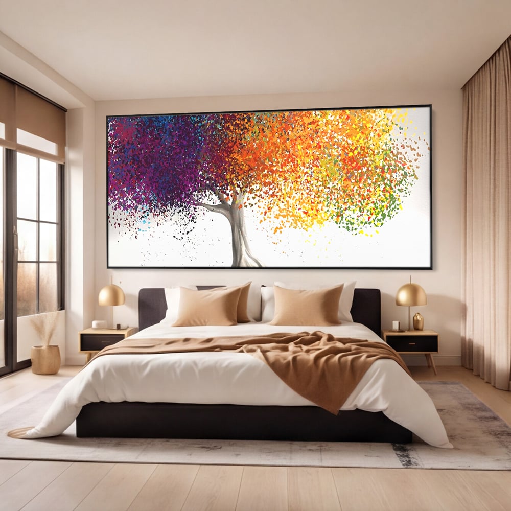 Tablou Canvas Premium LuxCanva® A1217, Copac Colorat , Decorativ, Dressing, Pom, Multicolor, Arbore, Living, Culori Vibrante