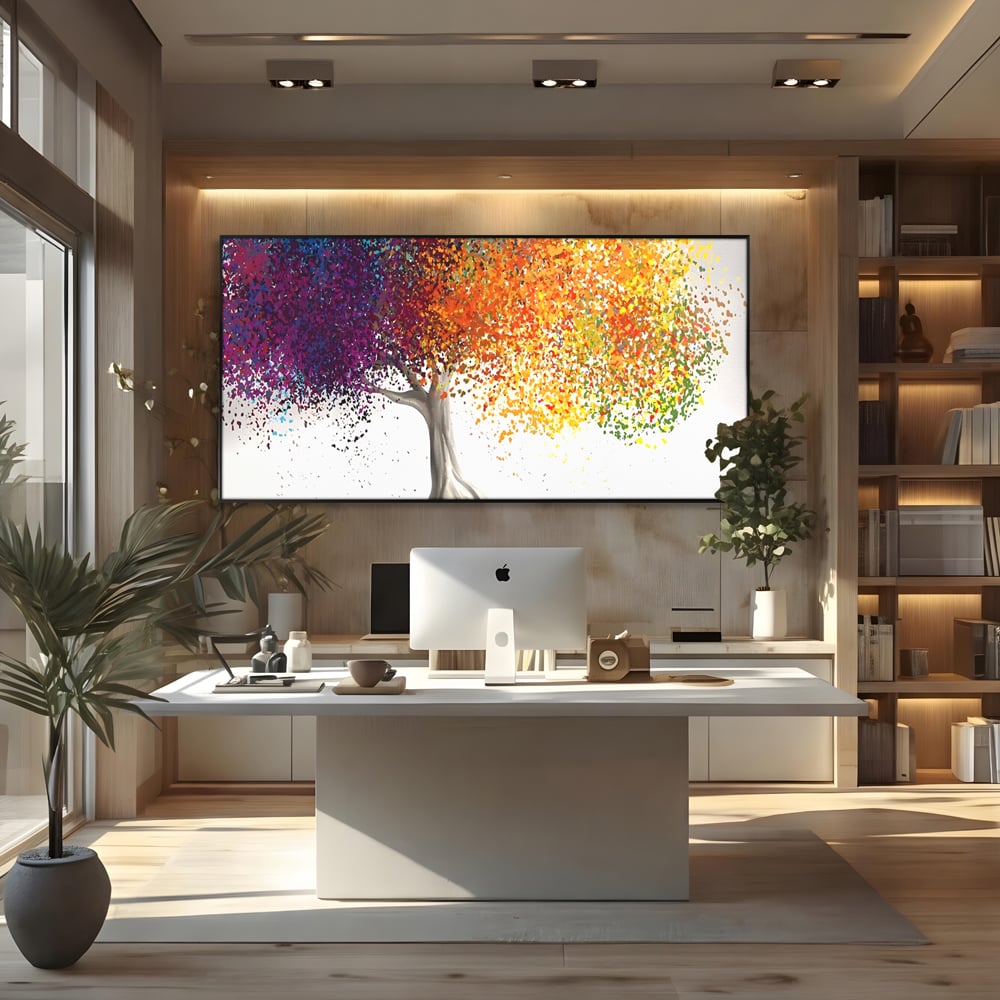Tablou Canvas Premium LuxCanva® A1217, Copac Colorat , Decorativ, Dressing, Pom, Multicolor, Arbore, Living, Culori Vibrante
