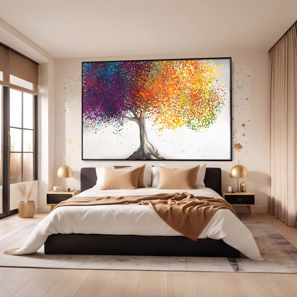 Tablou Canvas Premium LuxCanva® A1217, Copac Colorat , Decorativ, Dressing, Pom, Multicolor, Arbore, Living, Culori Vibrante