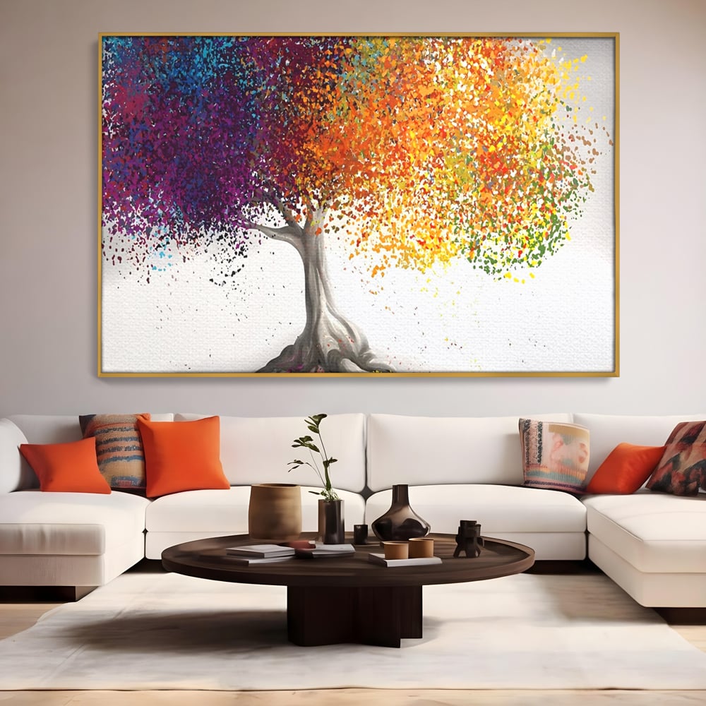 Tablou Canvas Premium LuxCanva® A1217, Copac Colorat , Decorativ, Dressing, Pom, Multicolor, Arbore, Living, Culori Vibrante