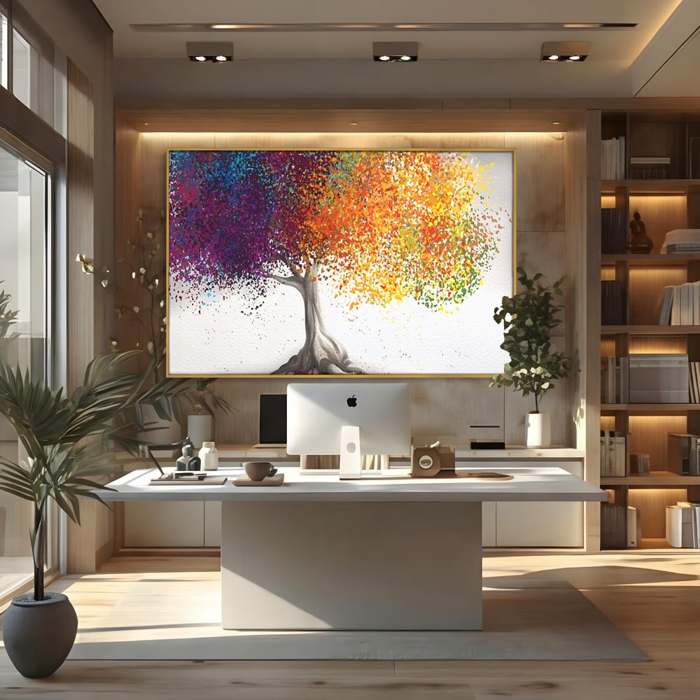 Tablou Canvas Premium LuxCanva® A1217, Copac Colorat , Decorativ, Dressing, Pom, Multicolor, Arbore, Living, Culori Vibrante