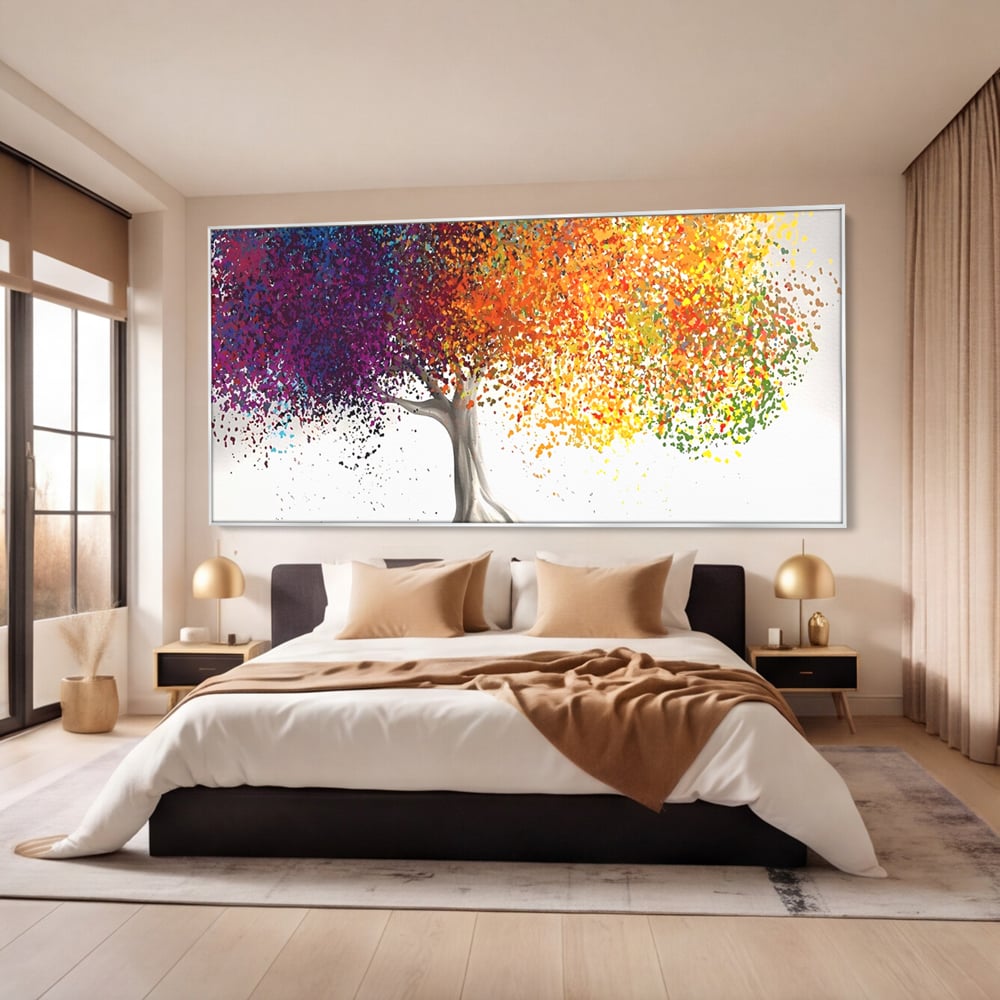Tablou Canvas Premium LuxCanva® A1217, Copac Colorat , Decorativ, Dressing, Pom, Multicolor, Arbore, Living, Culori Vibrante