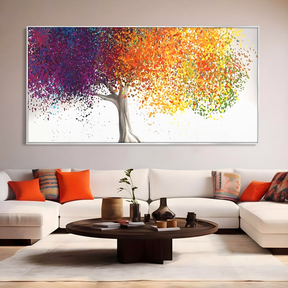 Tablou Canvas Premium LuxCanva® A1217, Copac Colorat , Decorativ, Dressing, Pom, Multicolor, Arbore, Living, Culori Vibrante