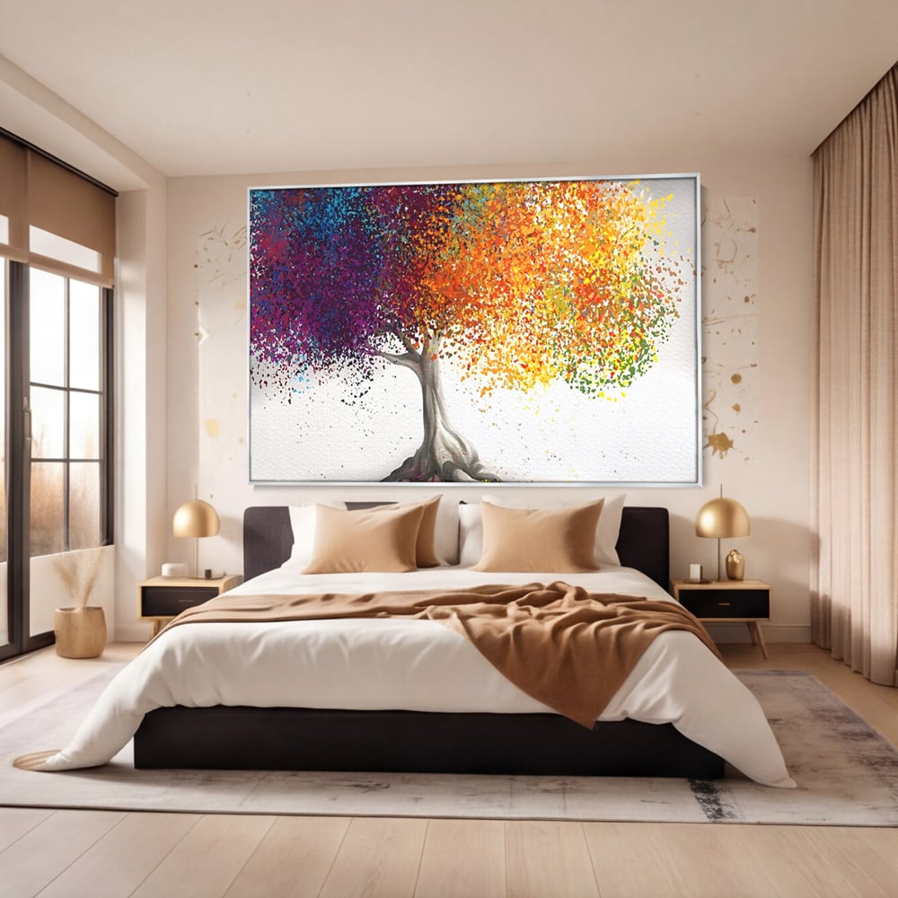 Tablou Canvas Premium LuxCanva® A1217, Copac Colorat , Decorativ, Dressing, Pom, Multicolor, Arbore, Living, Culori Vibrante