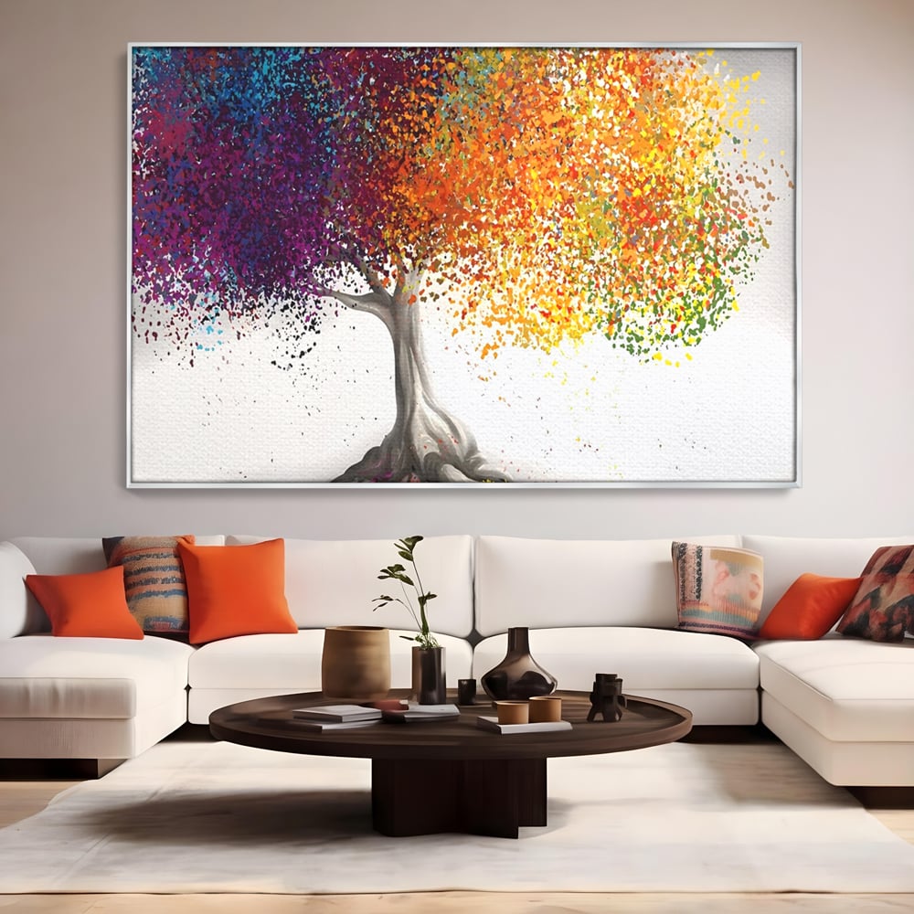Tablou Canvas Premium LuxCanva® A1217, Copac Colorat , Decorativ, Dressing, Pom, Multicolor, Arbore, Living, Culori Vibrante