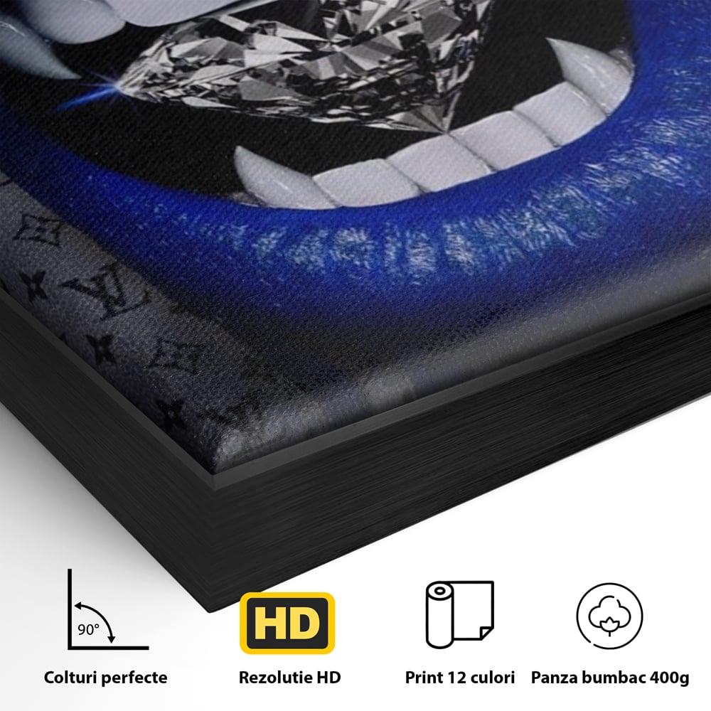 Tablou Canvas Premium LuxCanva® A1220, Blue Lips ,  Decorativ, Living, Diamant, Buze, Albastru, Luxury Brands, Dressing, Culori Vibrante