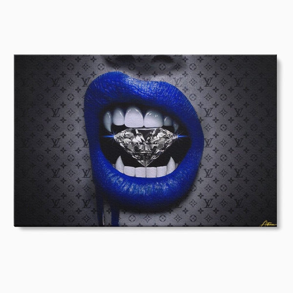 Tablou Canvas Premium LuxCanva® A1220, Blue Lips ,  Decorativ, Living, Diamant, Buze, Albastru, Luxury Brands, Dressing, Culori Vibrante