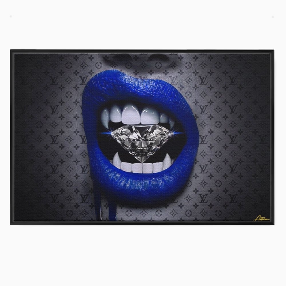 Tablou Canvas Premium LuxCanva® A1220, Blue Lips ,  Decorativ, Living, Diamant, Buze, Albastru, Luxury Brands, Dressing, Culori Vibrante