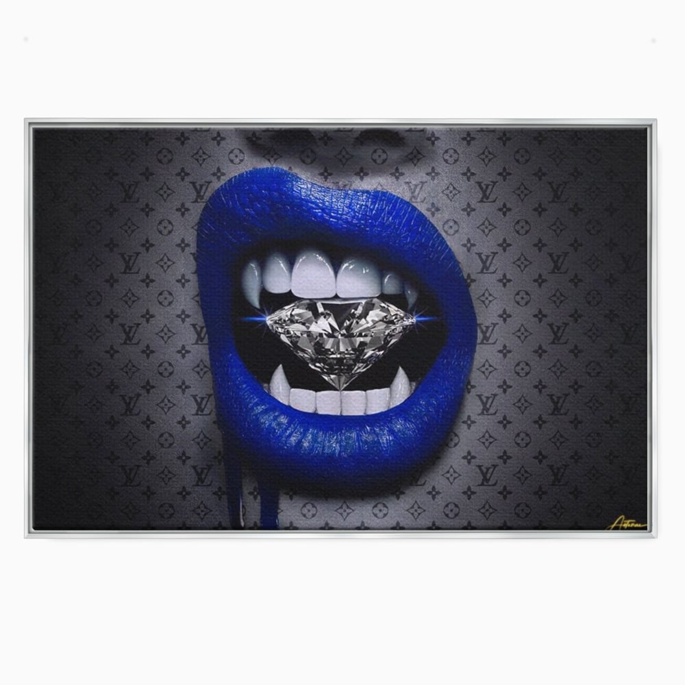 Tablou Canvas Premium LuxCanva® A1220, Blue Lips ,  Decorativ, Living, Diamant, Buze, Albastru, Luxury Brands, Dressing, Culori Vibrante