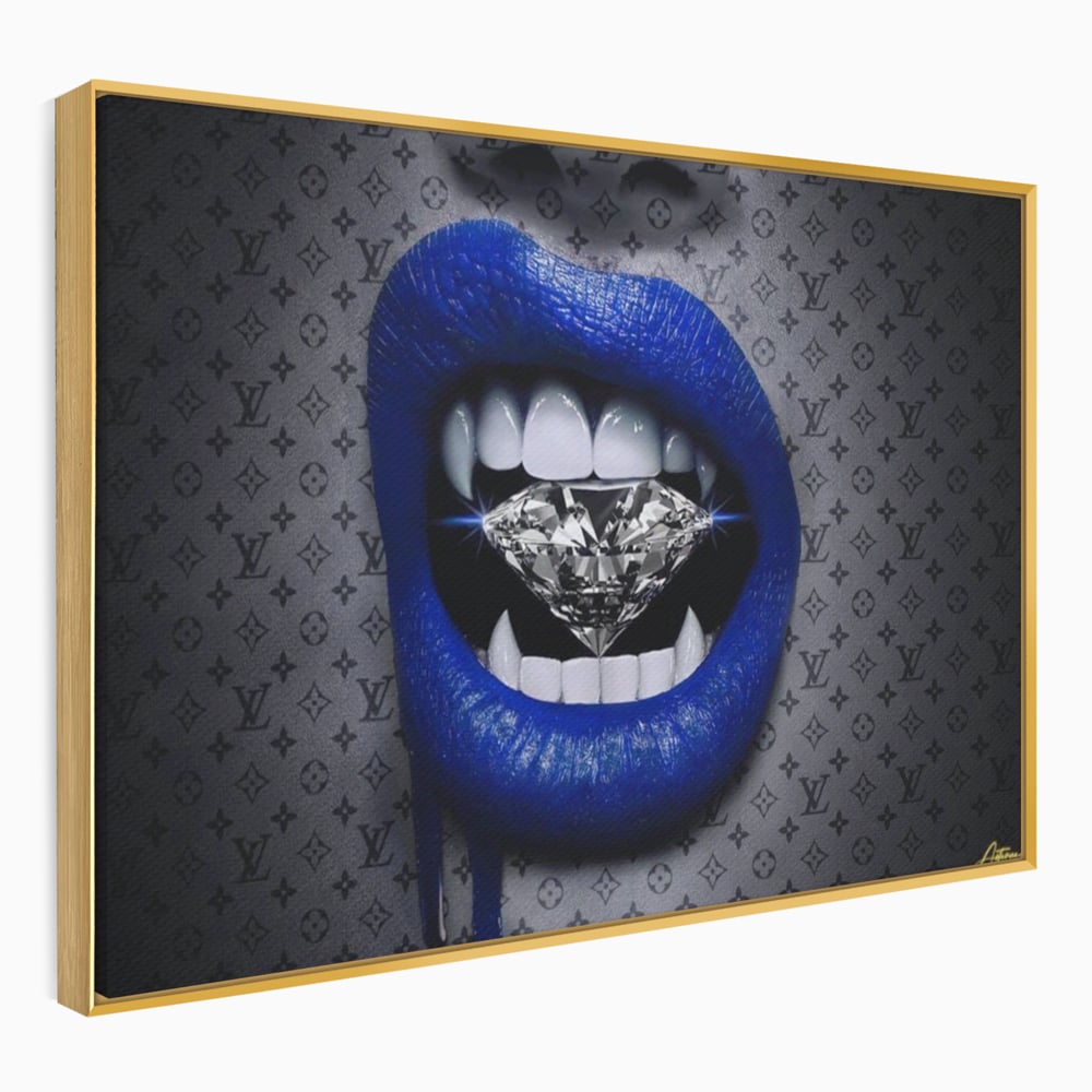 Tablou Canvas Premium LuxCanva® A1220, Blue Lips ,  Decorativ, Living, Diamant, Buze, Albastru, Luxury Brands, Dressing, Culori Vibrante