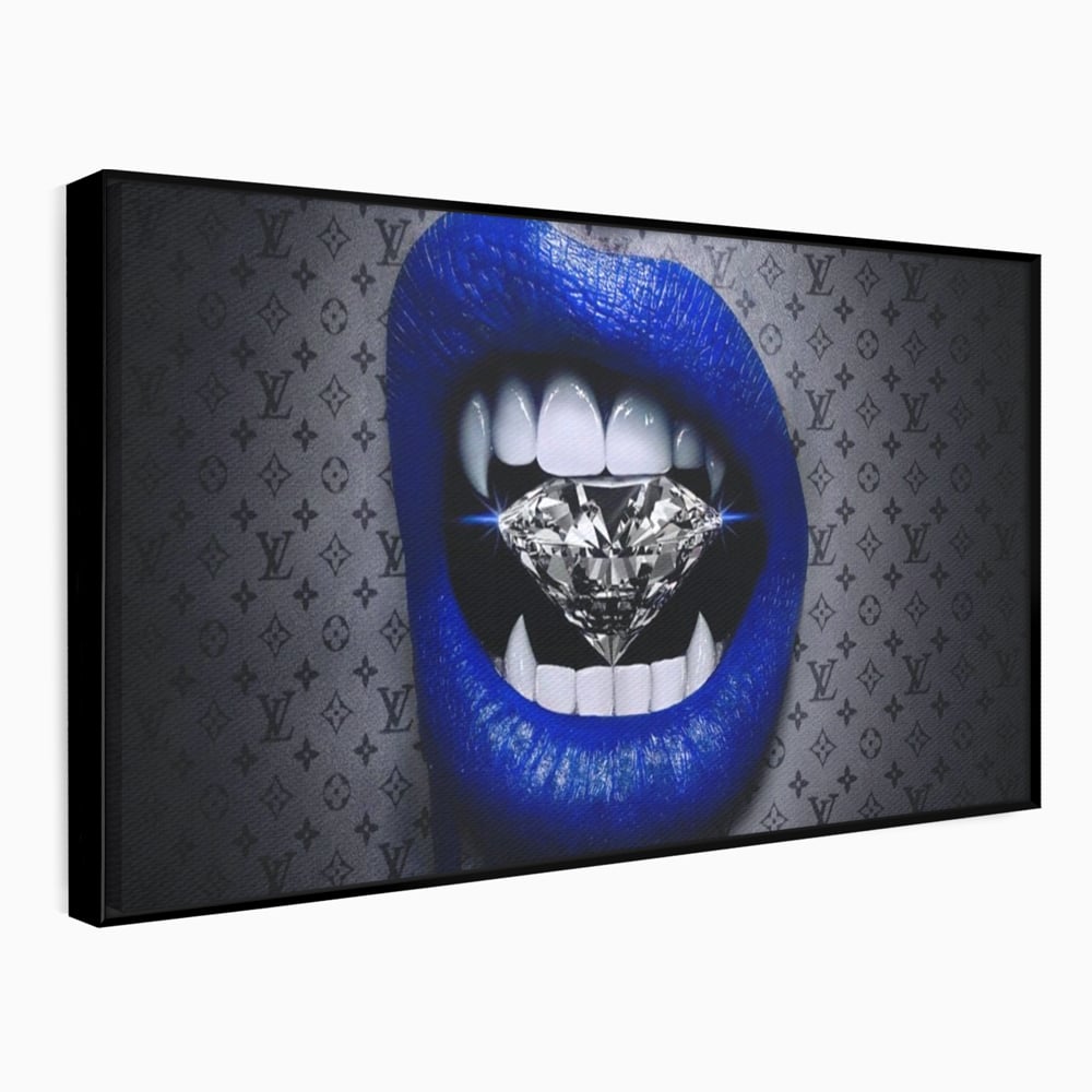 Tablou Canvas Premium LuxCanva® A1220, Blue Lips ,  Decorativ, Living, Diamant, Buze, Albastru, Luxury Brands, Dressing, Culori Vibrante