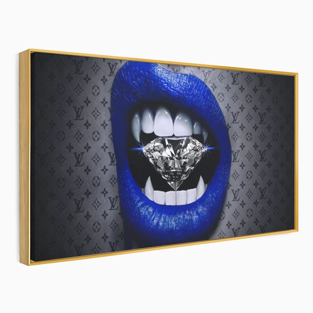 Tablou Canvas Premium LuxCanva® A1220, Blue Lips ,  Decorativ, Living, Diamant, Buze, Albastru, Luxury Brands, Dressing, Culori Vibrante