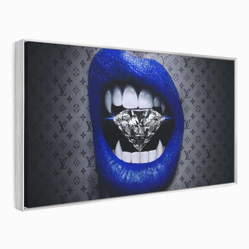 Tablou Canvas Premium LuxCanva® A1220, Blue Lips ,  Decorativ, Living, Diamant, Buze, Albastru, Luxury Brands, Dressing, Culori Vibrante