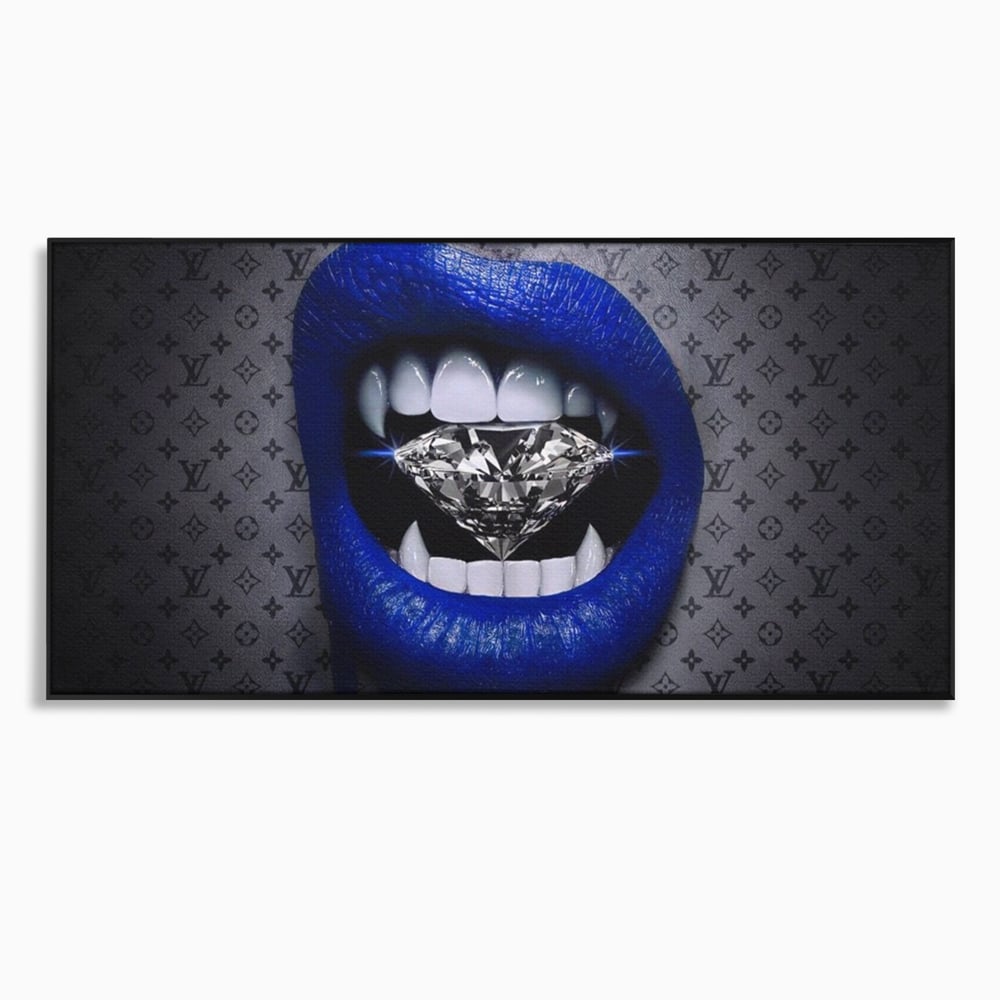 Tablou Canvas Premium LuxCanva® A1220, Blue Lips ,  Decorativ, Living, Diamant, Buze, Albastru, Luxury Brands, Dressing, Culori Vibrante