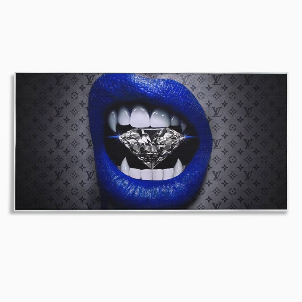 Tablou Canvas Premium LuxCanva® A1220, Blue Lips ,  Decorativ, Living, Diamant, Buze, Albastru, Luxury Brands, Dressing, Culori Vibrante