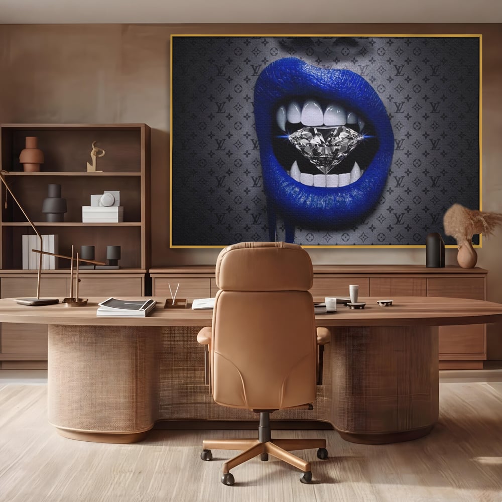 Tablou Canvas Premium LuxCanva® A1220, Blue Lips ,  Decorativ, Living, Diamant, Buze, Albastru, Luxury Brands, Dressing, Culori Vibrante