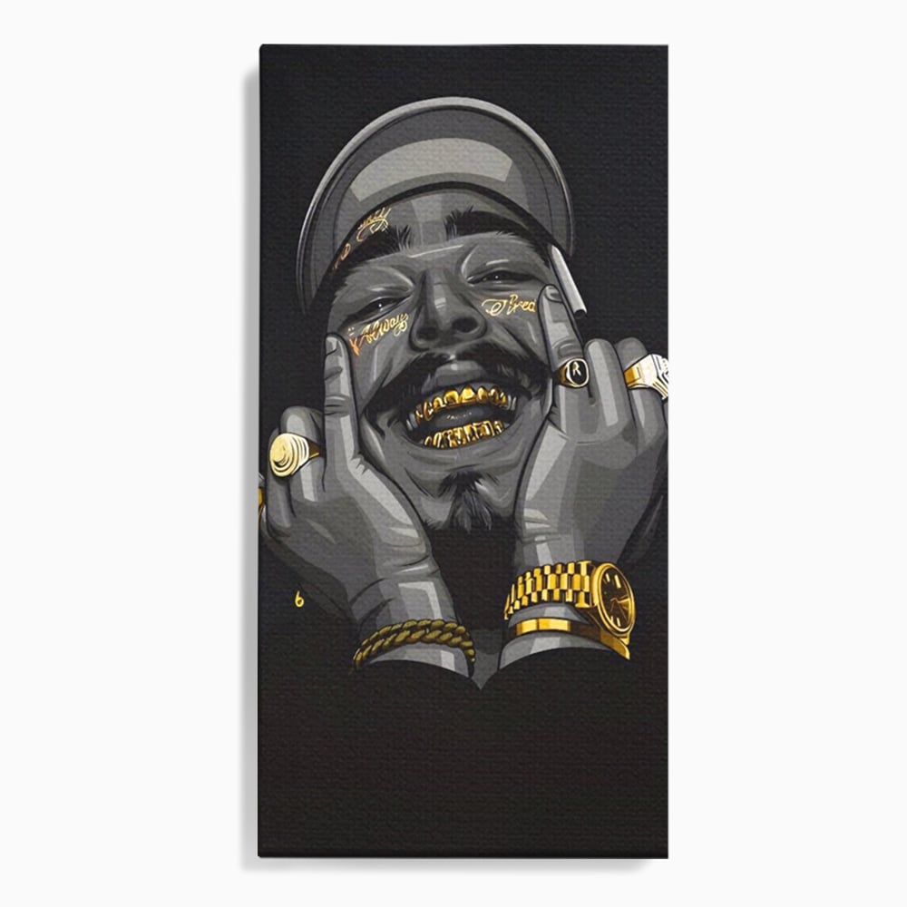 Tablou Canvas Premium LuxCanva® A1221, Post Malone , Decorativ, Living, Austin Richard Post, Rapper, Cantaret, Studio, Culori Vibrante