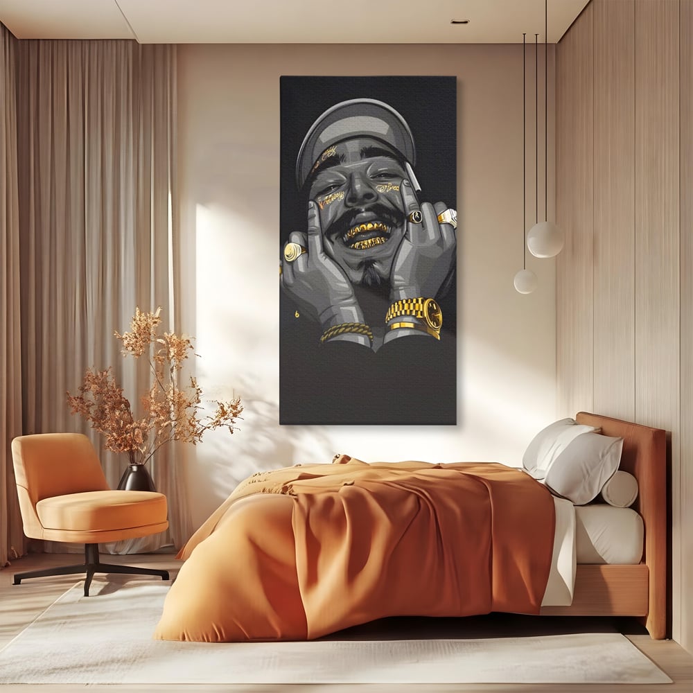 Tablou Canvas Premium LuxCanva® A1221, Post Malone , Decorativ, Living, Austin Richard Post, Rapper, Cantaret, Studio, Culori Vibrante