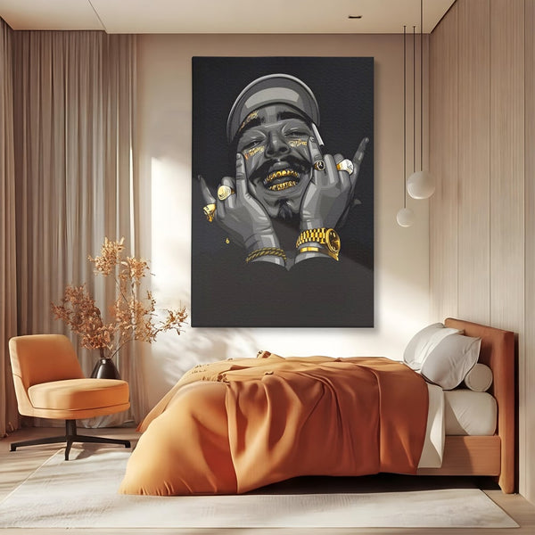 Tablou Canvas Premium LuxCanva® A1221, Post Malone , Decorativ, Living, Austin Richard Post, Rapper, Cantaret, Studio, Culori Vibrante
