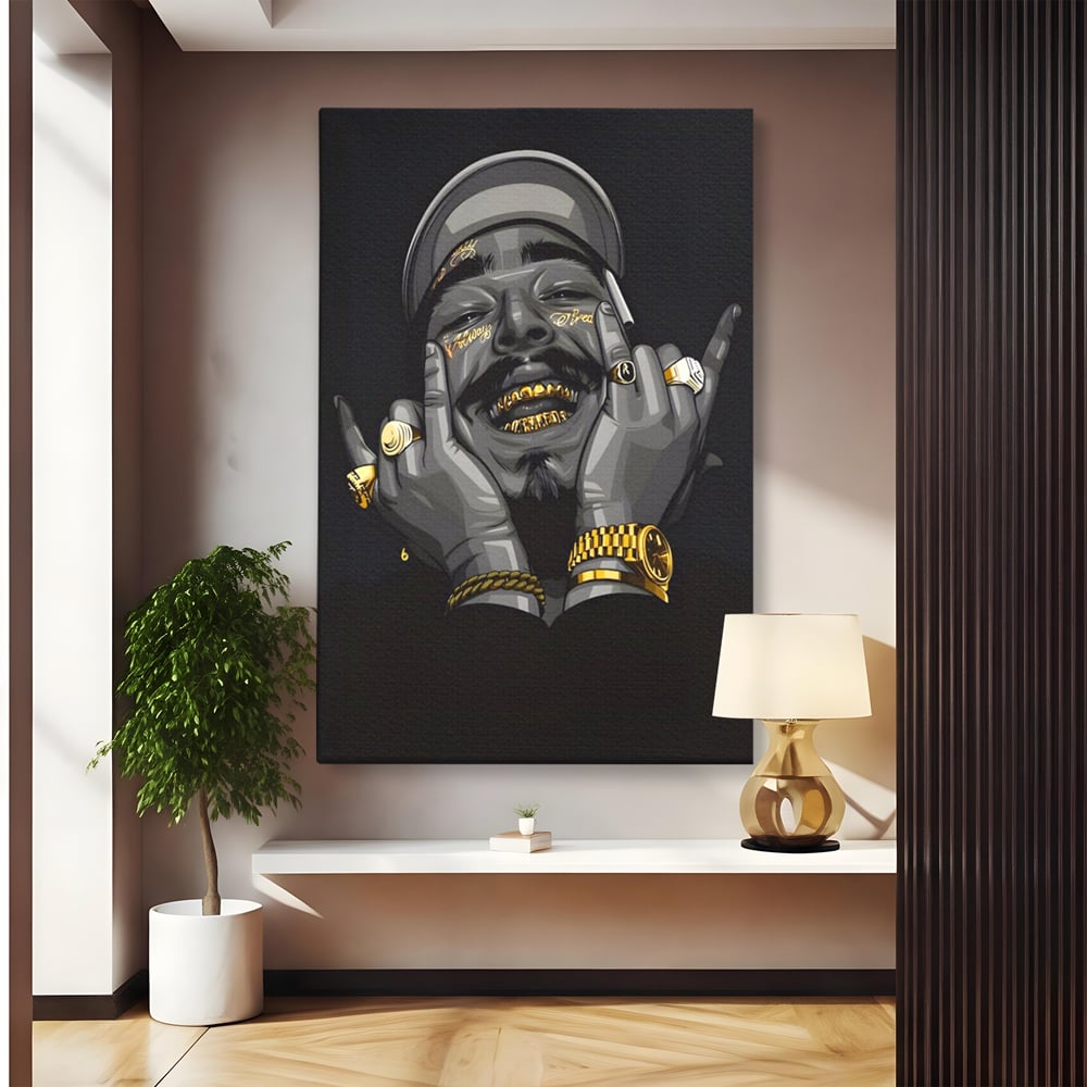 Tablou Canvas Premium LuxCanva® A1221, Post Malone , Decorativ, Living, Austin Richard Post, Rapper, Cantaret, Studio, Culori Vibrante