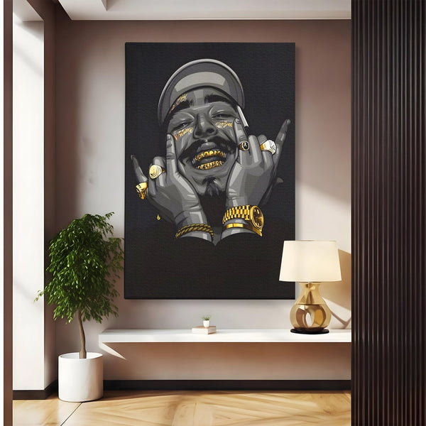 Tablou Canvas Premium LuxCanva® A1221, Post Malone , Decorativ, Living, Austin Richard Post, Rapper, Cantaret, Studio, Culori Vibrante