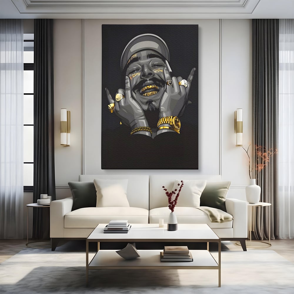 Tablou Canvas Premium LuxCanva® A1221, Post Malone , Decorativ, Living, Austin Richard Post, Rapper, Cantaret, Studio, Culori Vibrante