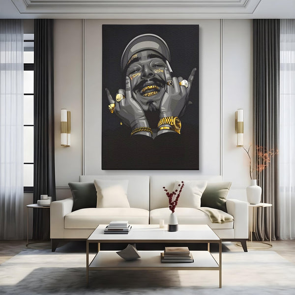 Tablou Canvas Premium LuxCanva® A1221, Post Malone , Decorativ, Living, Austin Richard Post, Rapper, Cantaret, Studio, Culori Vibrante