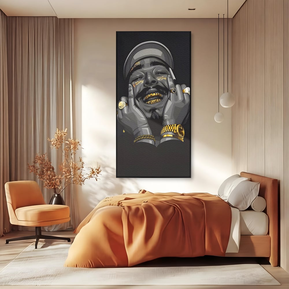 Tablou Canvas Premium LuxCanva® A1221, Post Malone , Decorativ, Living, Austin Richard Post, Rapper, Cantaret, Studio, Culori Vibrante