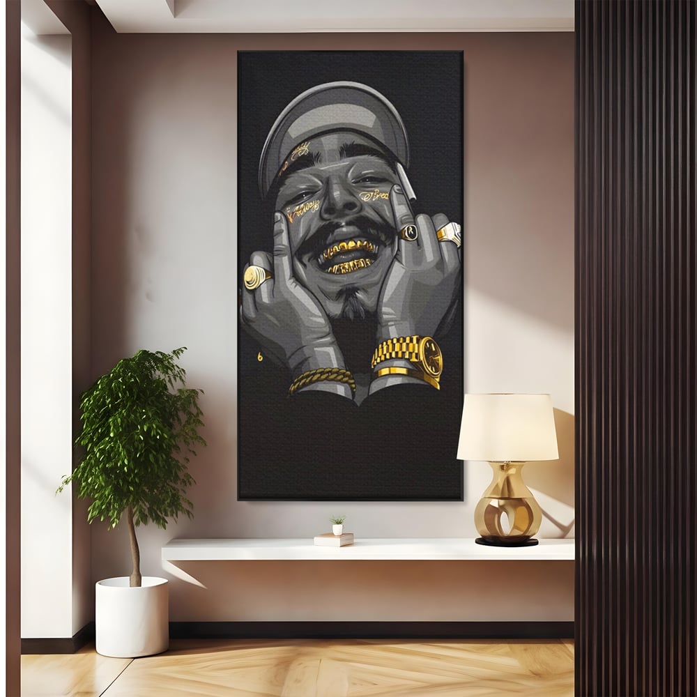 Tablou Canvas Premium LuxCanva® A1221, Post Malone , Decorativ, Living, Austin Richard Post, Rapper, Cantaret, Studio, Culori Vibrante