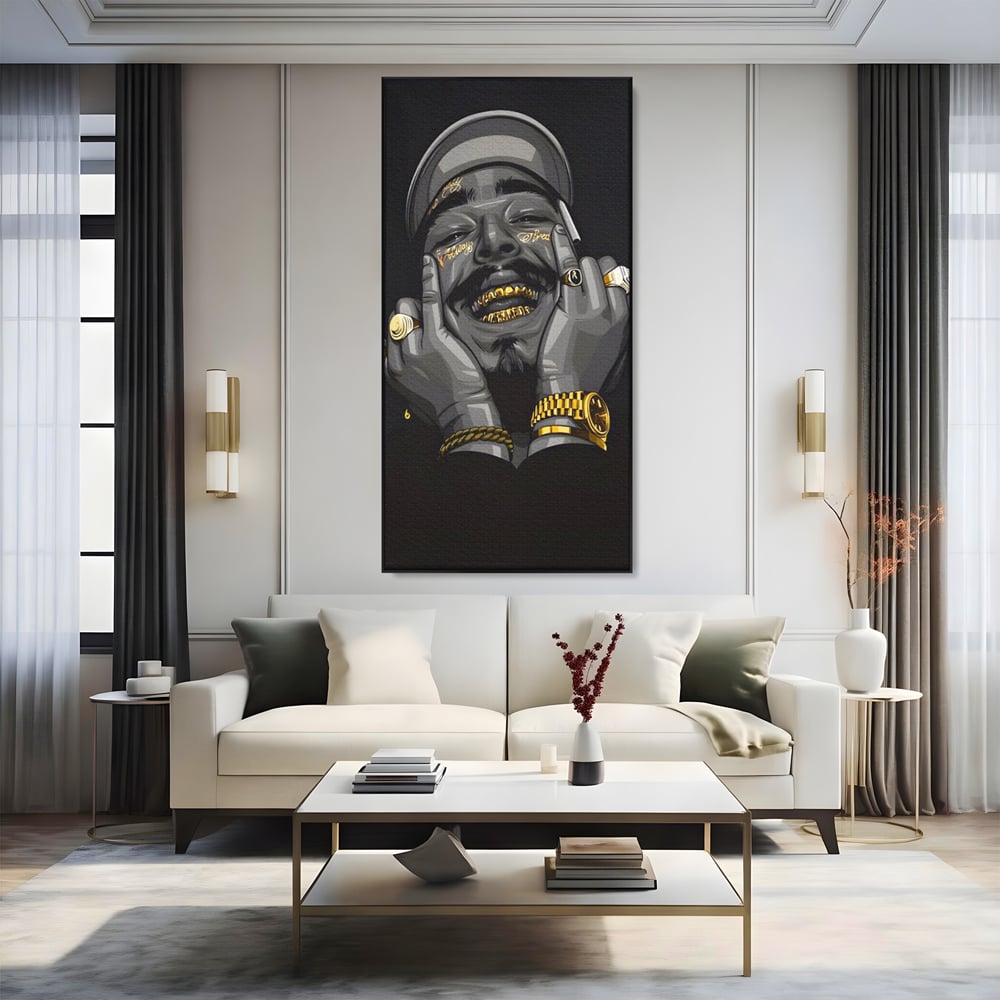 Tablou Canvas Premium LuxCanva® A1221, Post Malone , Decorativ, Living, Austin Richard Post, Rapper, Cantaret, Studio, Culori Vibrante