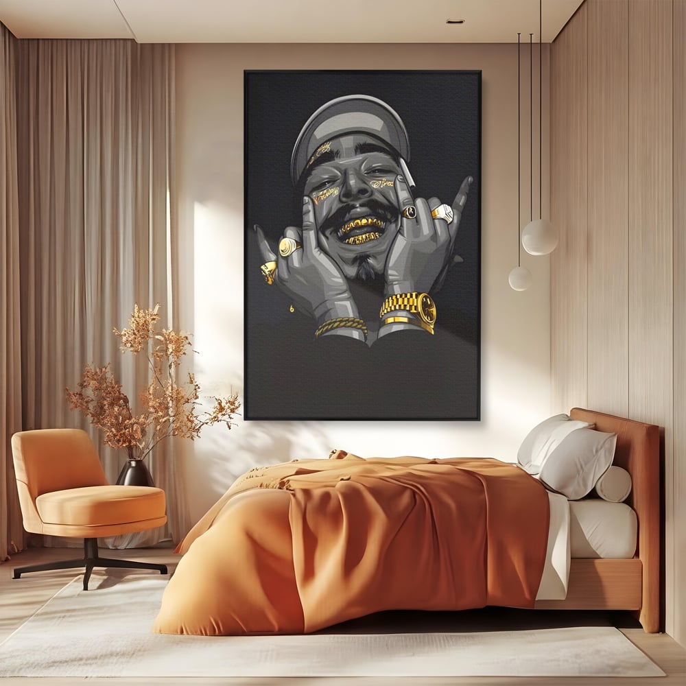 Tablou Canvas Premium LuxCanva® A1221, Post Malone , Decorativ, Living, Austin Richard Post, Rapper, Cantaret, Studio, Culori Vibrante