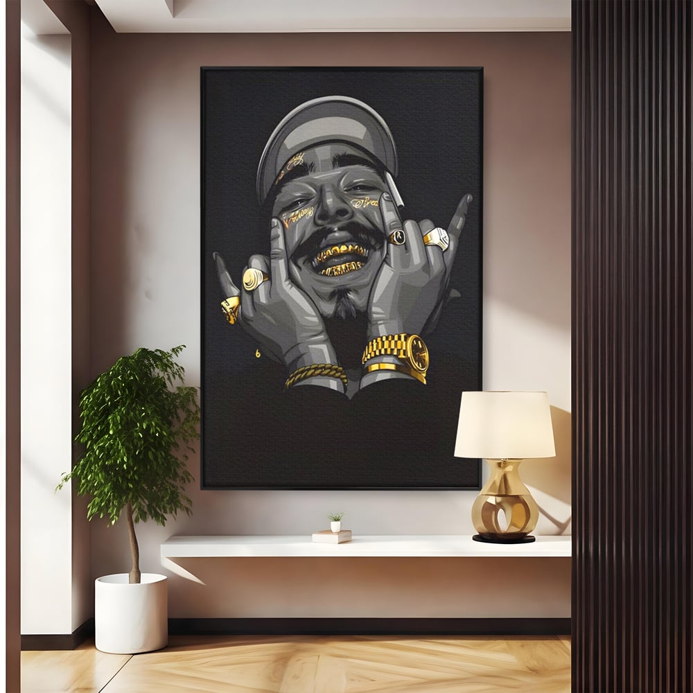 Tablou Canvas Premium LuxCanva® A1221, Post Malone , Decorativ, Living, Austin Richard Post, Rapper, Cantaret, Studio, Culori Vibrante