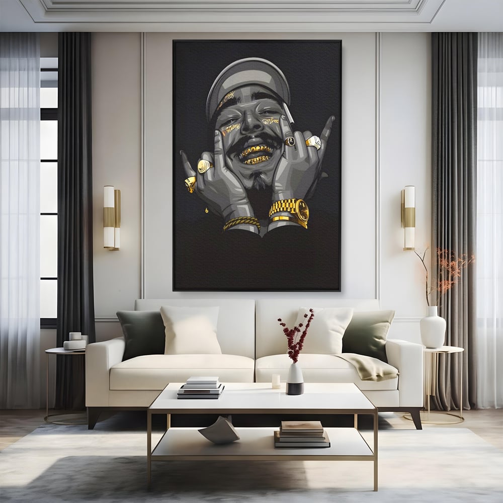 Tablou Canvas Premium LuxCanva® A1221, Post Malone , Decorativ, Living, Austin Richard Post, Rapper, Cantaret, Studio, Culori Vibrante