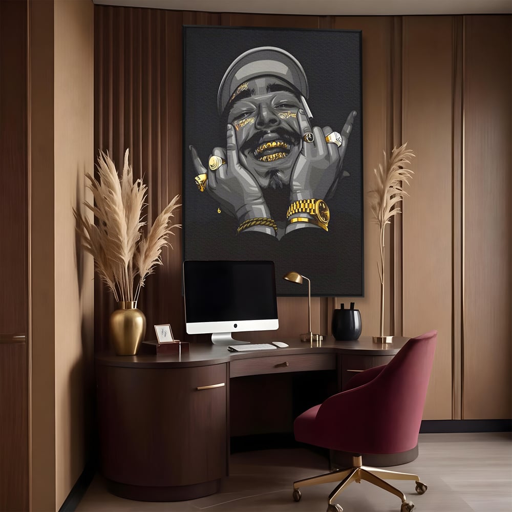 Tablou Canvas Premium LuxCanva® A1221, Post Malone , Decorativ, Living, Austin Richard Post, Rapper, Cantaret, Studio, Culori Vibrante