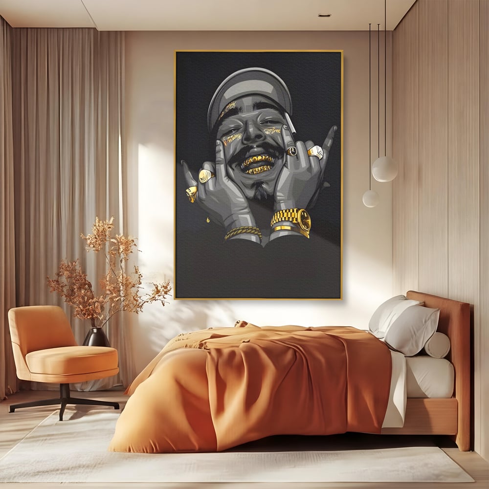 Tablou Canvas Premium LuxCanva® A1221, Post Malone , Decorativ, Living, Austin Richard Post, Rapper, Cantaret, Studio, Culori Vibrante