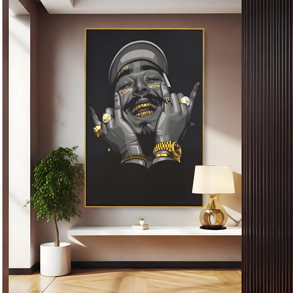 Tablou Canvas Premium LuxCanva® A1221, Post Malone , Decorativ, Living, Austin Richard Post, Rapper, Cantaret, Studio, Culori Vibrante