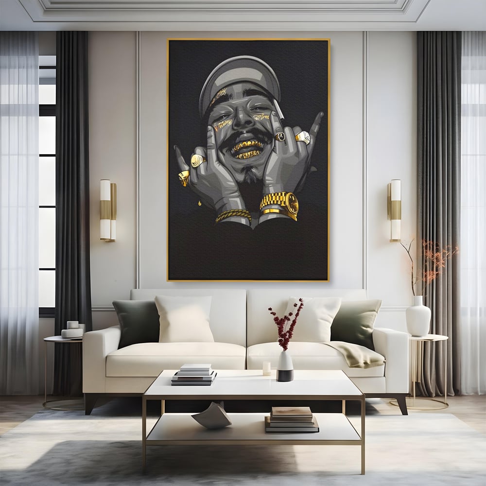 Tablou Canvas Premium LuxCanva® A1221, Post Malone , Decorativ, Living, Austin Richard Post, Rapper, Cantaret, Studio, Culori Vibrante