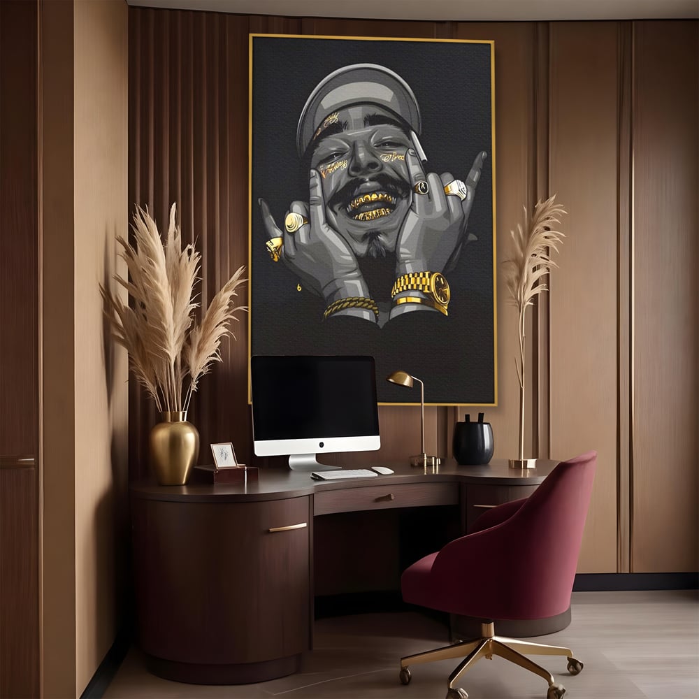 Tablou Canvas Premium LuxCanva® A1221, Post Malone , Decorativ, Living, Austin Richard Post, Rapper, Cantaret, Studio, Culori Vibrante