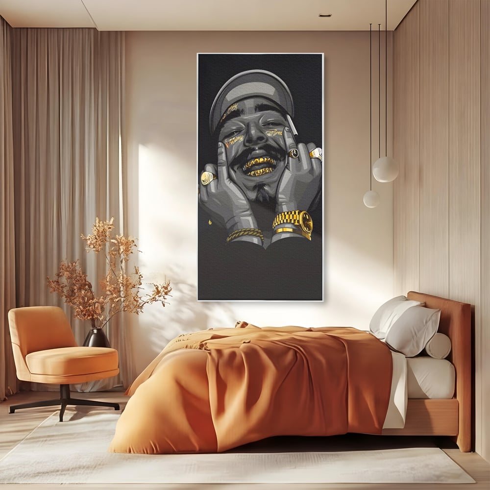 Tablou Canvas Premium LuxCanva® A1221, Post Malone , Decorativ, Living, Austin Richard Post, Rapper, Cantaret, Studio, Culori Vibrante