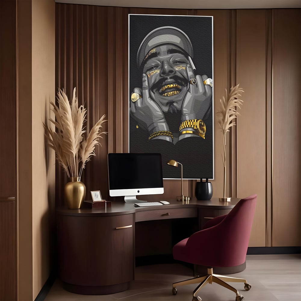 Tablou Canvas Premium LuxCanva® A1221, Post Malone , Decorativ, Living, Austin Richard Post, Rapper, Cantaret, Studio, Culori Vibrante